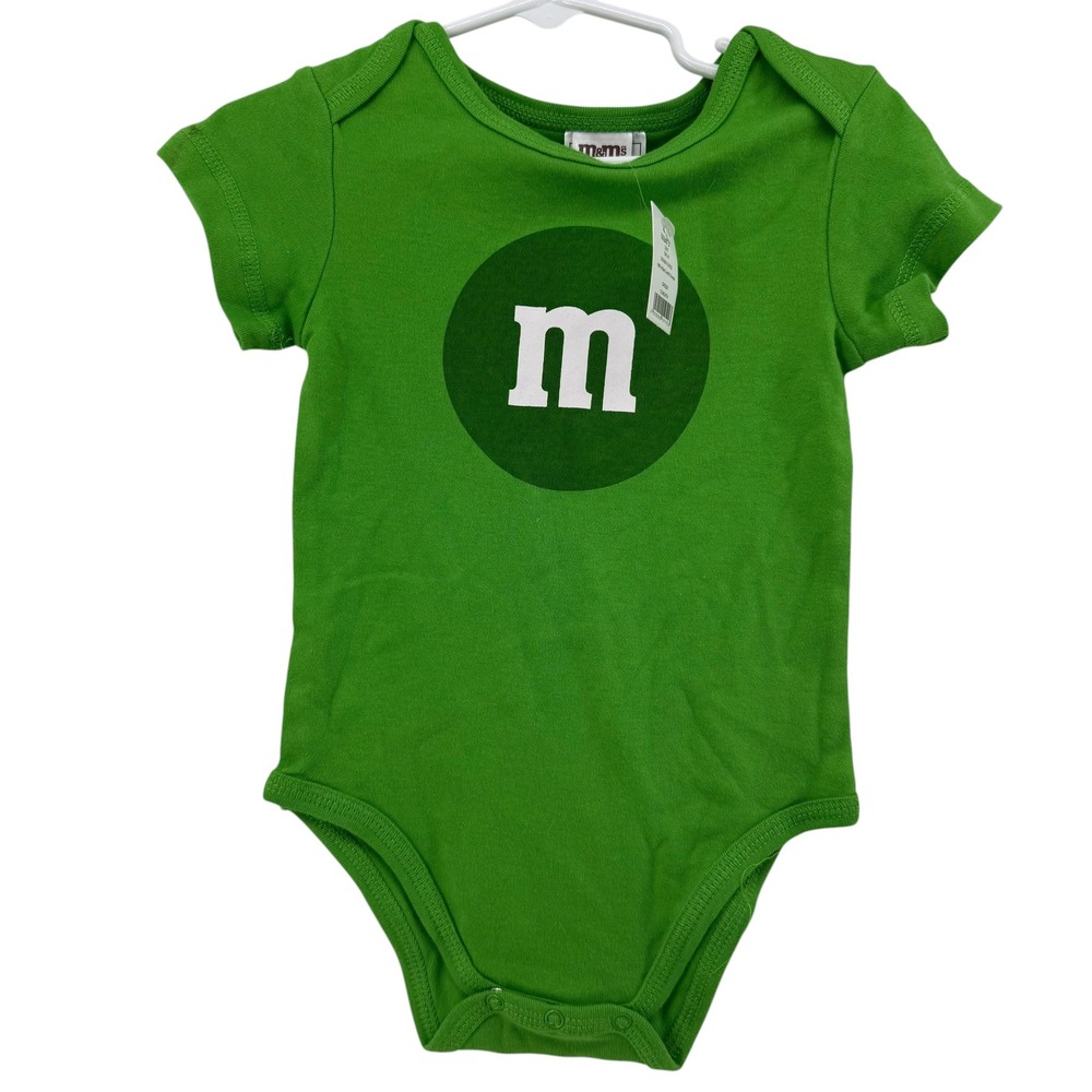 M&M's Green Character Graphic Logo Baby Bodysuit 12 Month‎ 100% Cotton